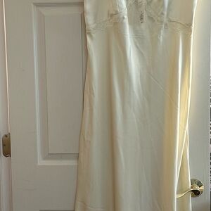 NWT midi Cream Slip Dress with lace trim